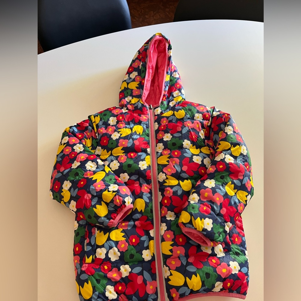 Hanna Andersson Girls Down Puffer Coat Reversible size 130 (8)